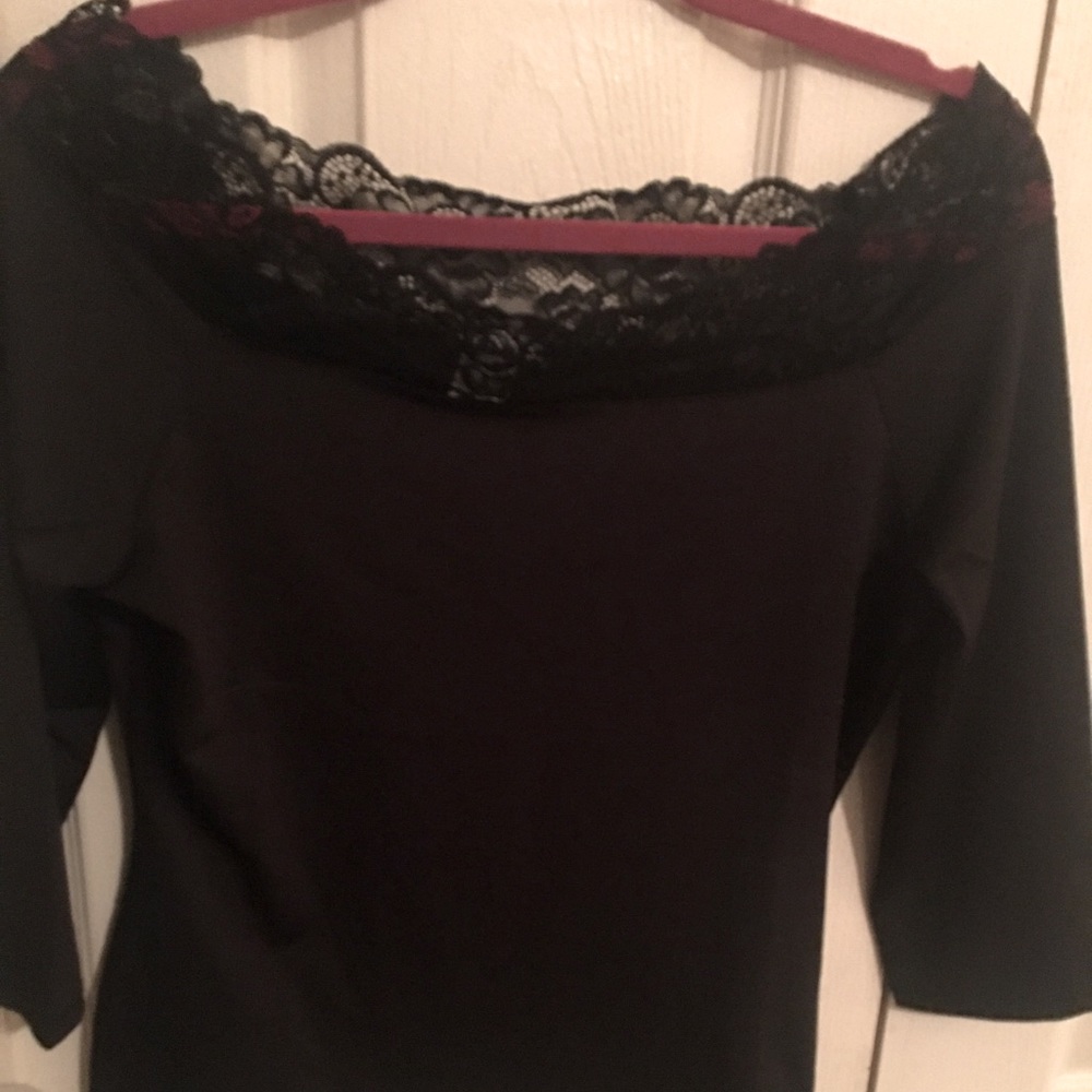 Black lace off the shoulder top